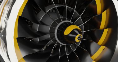 İzole edilmiş arkaplanda üç boyutlu jet türbini oluşturma