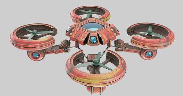 Renderöinti Cyberpunk Drone Eristetty Tausta — kuvapankkivalokuva