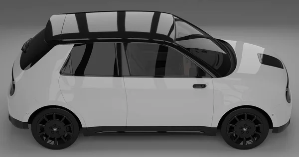 Tangerang, Banten. 7 Ağustos 2023, beyaz Honda E 'nin izole edilmiş hali