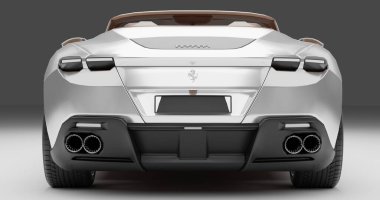 SIlver Ferrari Roma Cabriolet 3d Render