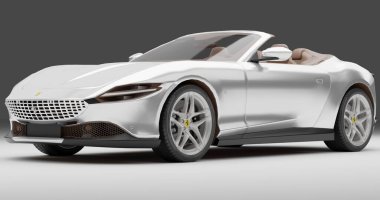 SIlver Ferrari Roma Cabriolet 3d Render