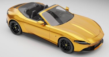 Altın Ferrari Roma Cabriolet 3d Render
