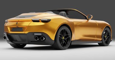 Altın Ferrari Roma Cabriolet 3d Render