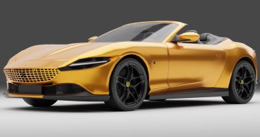 Altın Ferrari Roma Cabriolet 3d Render