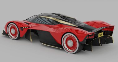 İzole edilmiş arkaplanda Aston Martin Valkyrie 'nin 3B canlandırması