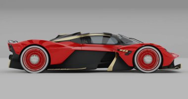 İzole edilmiş arkaplanda Aston Martin Valkyrie 'nin 3B canlandırması