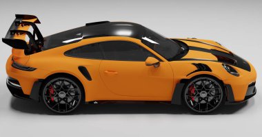 Porsche 992 GT3 RS 'nin 3 boyutlu görüntüsü izole arka planda