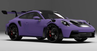 Porsche 992 GT3 RS 'nin 3 boyutlu görüntüsü izole arka planda