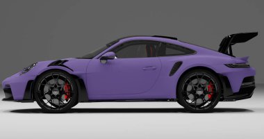 Porsche 992 GT3 RS 'nin 3 boyutlu görüntüsü izole arka planda