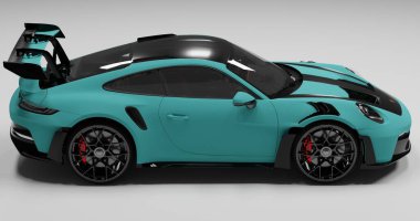 Porsche 992 GT3 RS 'nin 3 boyutlu görüntüsü izole arka planda