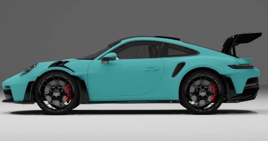 Porsche 992 GT3 RS 'nin 3 boyutlu görüntüsü izole arka planda