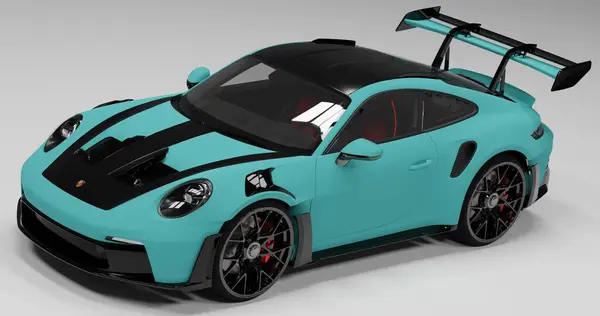 Porsche 992 GT3 RS 'nin 3 boyutlu görüntüsü izole arka planda