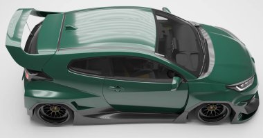 GR Yaris 'in Roket Tavşan Gövde Kiti ile izole edilmiş arkaplanda 3B canlandırması