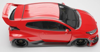 GR Yaris 'in Roket Tavşan Gövde Kiti ile izole edilmiş arkaplanda 3B canlandırması