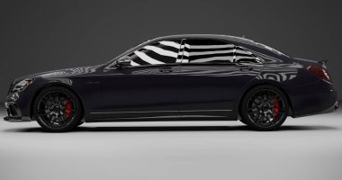 İzole edilmiş arkaplanda Mercedes Benz S65 'in 3d canlandırması