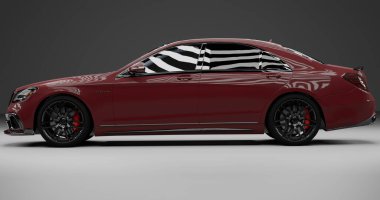 İzole edilmiş arkaplanda Mercedes Benz S65 'in 3d canlandırması
