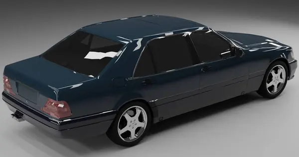 İzole edilmiş arkaplanda Mercedes Benz W140 'ın 3D canlandırması