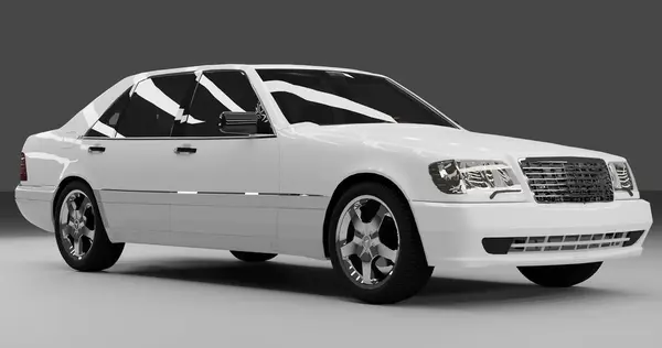 İzole edilmiş arkaplanda Mercedes Benz W140 'ın 3D canlandırması