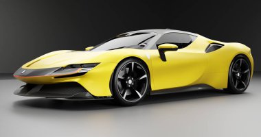 Ferrari SF90 Stradale 'in 3 boyutlu görüntülemesi izole edilmiş arka planda birden fazla renk ile