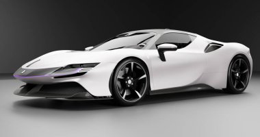 Ferrari SF90 Stradale 'in 3 boyutlu görüntülemesi izole edilmiş arka planda birden fazla renk ile