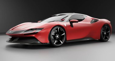 Ferrari SF90 Stradale 'in 3 boyutlu görüntülemesi izole edilmiş arka planda birden fazla renk ile