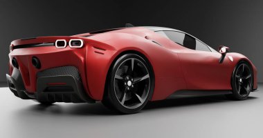 Ferrari SF90 Stradale 'in 3 boyutlu görüntülemesi izole edilmiş arka planda birden fazla renk ile