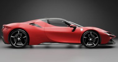 Ferrari SF90 Stradale 'in 3 boyutlu görüntülemesi izole edilmiş arka planda birden fazla renk ile