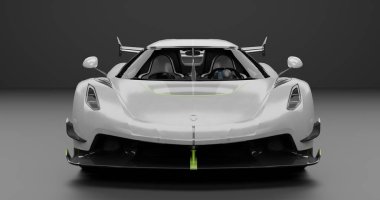 İzole edilmiş arkaplanda Koenigsegg Jesko 'nun 3B canlandırması