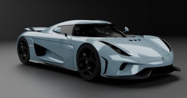 İzole edilmiş arkaplanda Koenigsegg Jesko 'nun 3B canlandırması