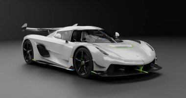İzole edilmiş arkaplanda Koenigsegg Jesko 'nun 3B canlandırması