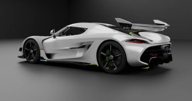 İzole edilmiş arkaplanda Koenigsegg Jesko 'nun 3B canlandırması