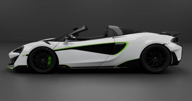 İzole edilmiş arkaplanda Mclaren 600LT Spyder 'ın 3B canlandırması