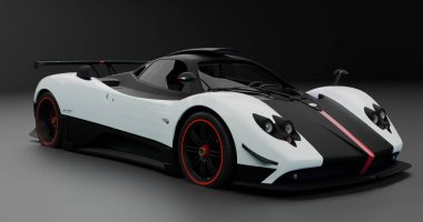 İzole edilmiş arkaplanda Pagani Zonda Cinque 'nin 3B canlandırması