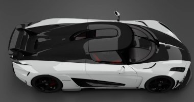 İzole edilmiş arkaplanda Koenigsegg Regera Dünya Rekorunun 3B canlandırması
