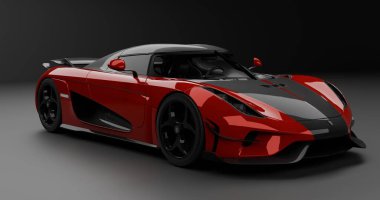 İzole edilmiş arkaplanda Koenigsegg Regera Dünya Rekorunun 3B canlandırması