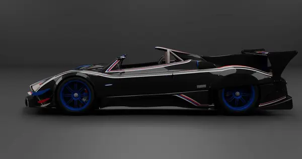 İzole edilmiş arkaplanda Pagani Zonda R Barchetta 'nın 3B canlandırması