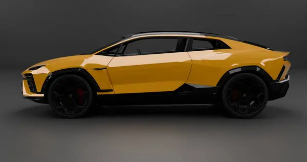 İzole edilmiş arkaplanda Lamborghini Lanzador kavramının 3B canlandırması
