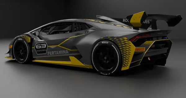 İzole edilmiş arkaplanda 3D Lamborghini SUper Trofeo oluşturuluyor