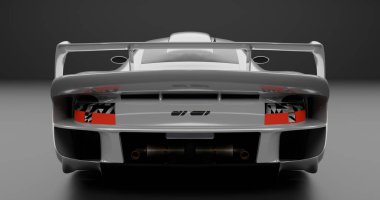 İzole edilmiş arkaplanda Porsche 911 GT1 Strassenversion 'un 3 boyutlu canlandırması