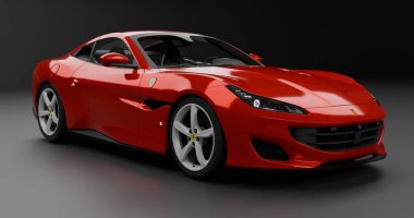 Ferrari Portofino 2018 'in 3 boyutlu tasviri izole edilmiş arkaplanda
