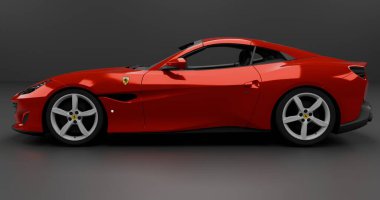 Ferrari Portofino 2018 'in 3 boyutlu tasviri izole edilmiş arkaplanda