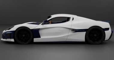 İzole edilmiş arkaplanda Rimac Nevera 'nın 3B canlandırması