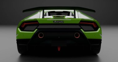 İzole edilmiş arkaplanda Lamborghini Huracan Performante 2018 'in 3B canlandırması