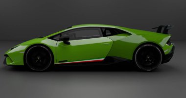 İzole edilmiş arkaplanda Lamborghini Huracan Performante 2018 'in 3B canlandırması