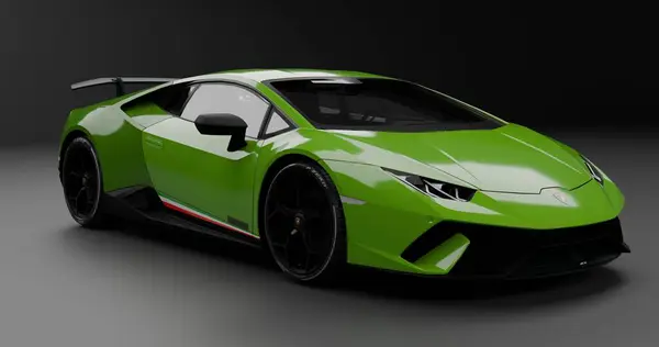İzole edilmiş arkaplanda Lamborghini Huracan Performante 2018 'in 3B canlandırması