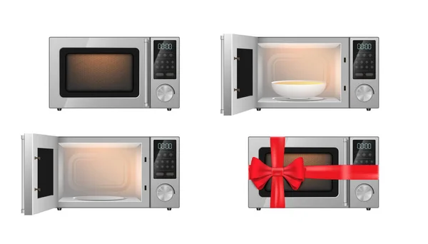 Σετ Φούρνων Μικροκυμάτων Μοντέρνα Συσκευή Κουζίνας Για Μαγείρεμα Και Θέρμανση — Διανυσματικό Αρχείο