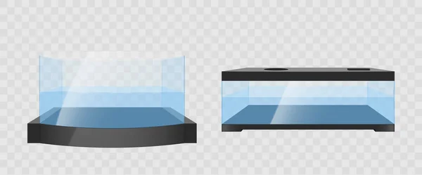 Caja Cristal Acuario Terrario Aislado Sobre Fondo Transparente Depósito Iluminado — Vector de stock
