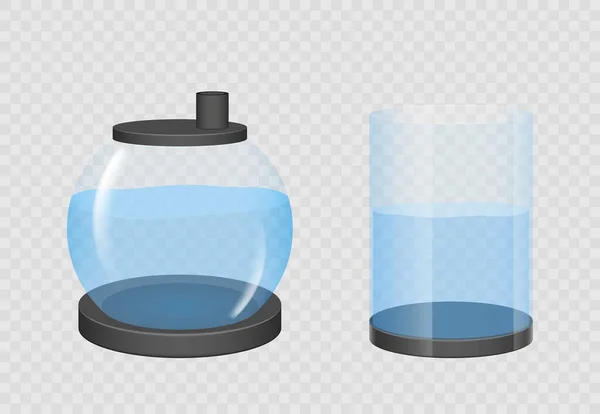 Realistic Glass Fishbowl Aquarium Water Transparent Background Glass Aquarium Bowl — Stock Vector