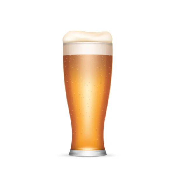 Zimne Piwo Piwo Lub Piwo Przezroczystym Szkle Izolowanym Białym Tle — Wektor stockowy
