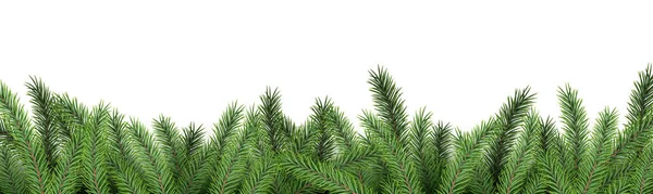 Julgran Ram Med Realistiska Grangrenar Isolerade Vit Bakgrund Dekorativ Affisch — Stock vektor